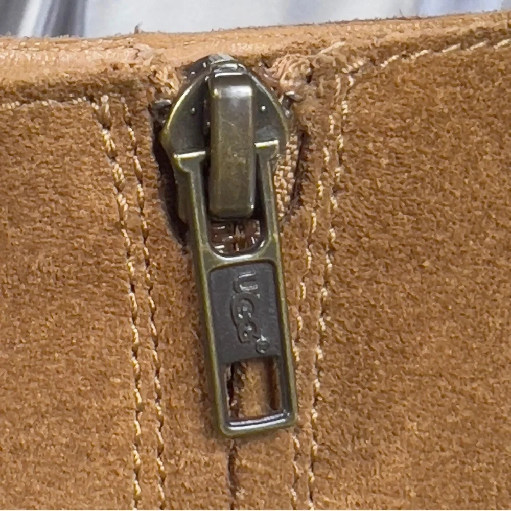 UGG Valencia Peep Toe Ankle Bootie in Light Brown Suede Size 8.5 US/EU 39 GUC‎